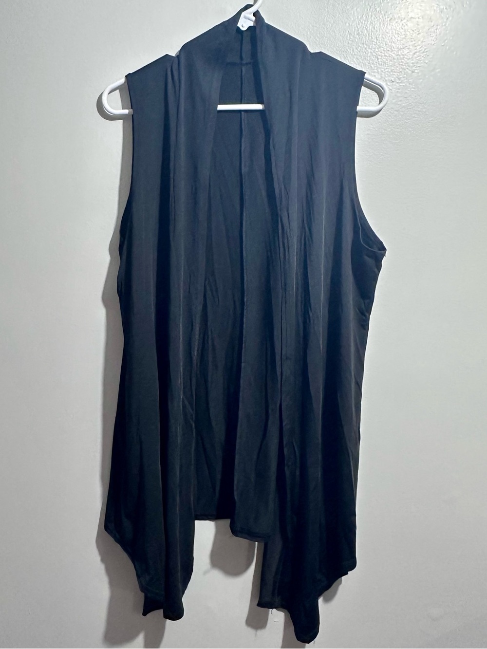 Black Draped Open Front Vest Top Size L (1264)